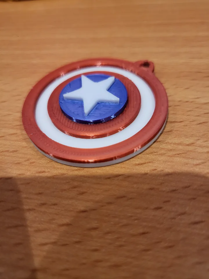 The Captain America key fob from the side