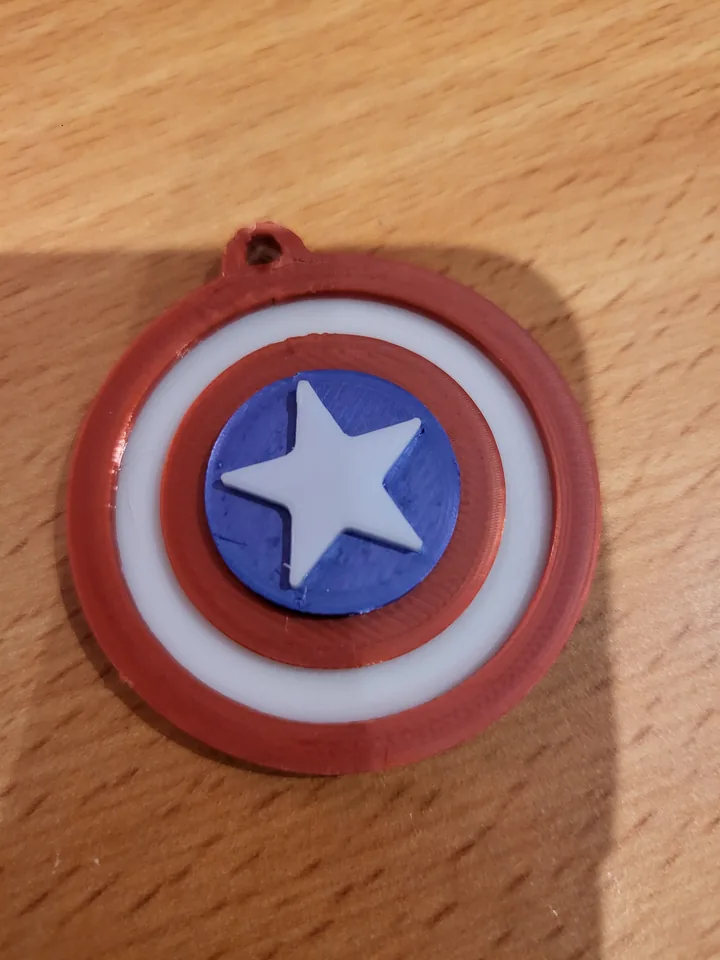 The finished Captain America key fob from above